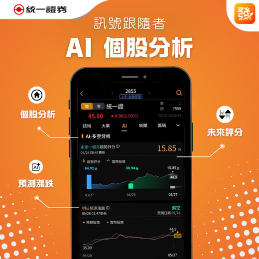 統一證券 e起發 App AI 個股分析介面
